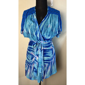 In Bloom By Jonquil Robe Extra Large Short Lace Detail Watercolor Modern